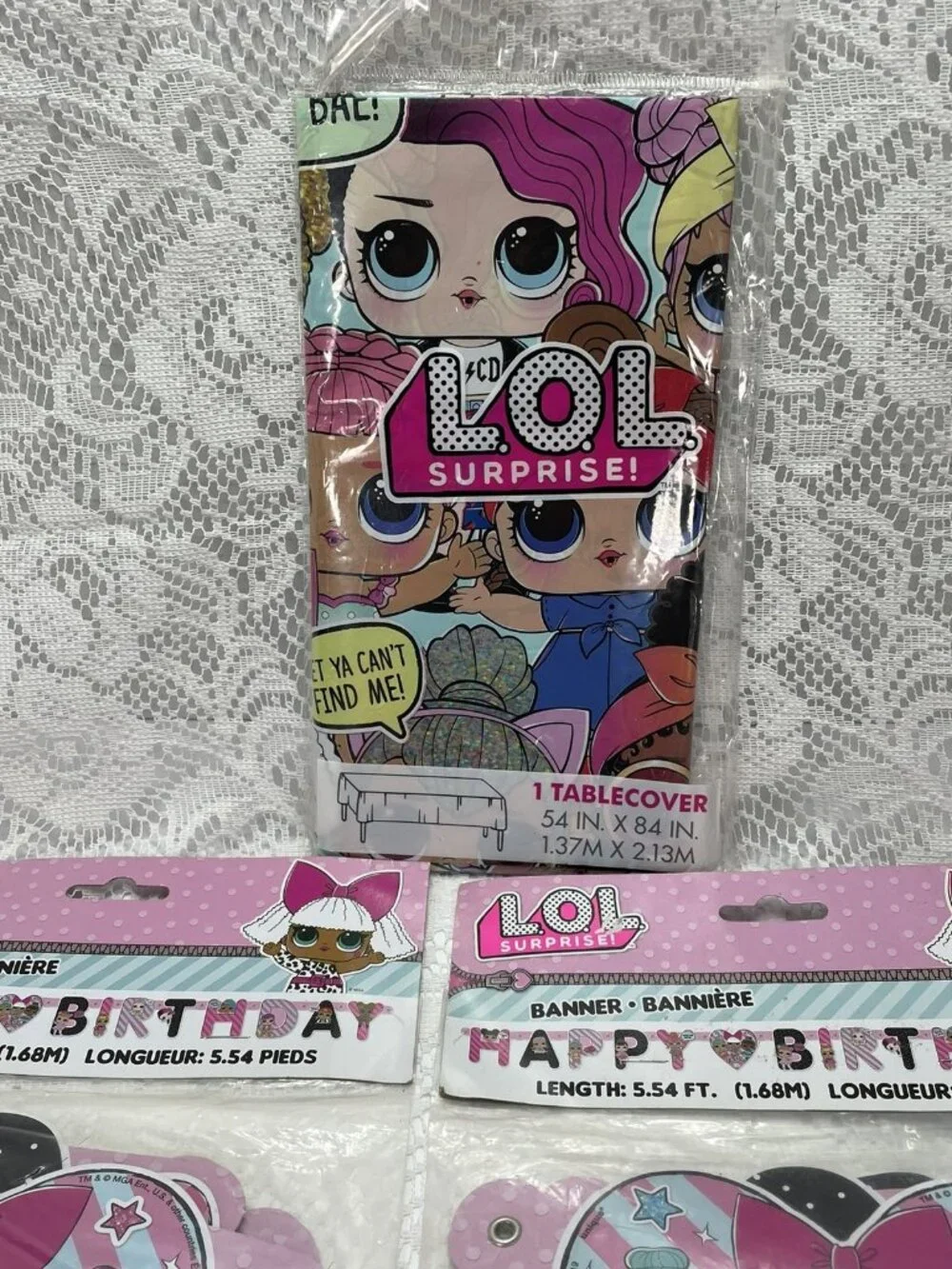 LOL Surprise Dolls Happy Birthday Letter Banner And Table Cover For Girls Party